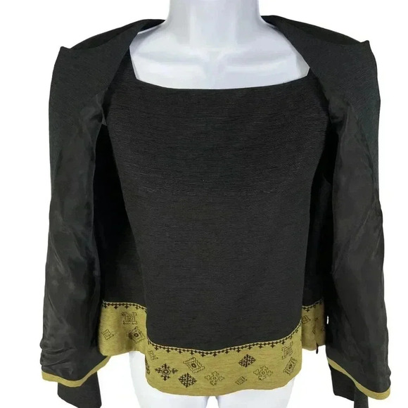 Due per Due Women 10 Bohemian 3 Piece Set 100% Silk Black Gold Embroidered Lined - Picture 10 of 16